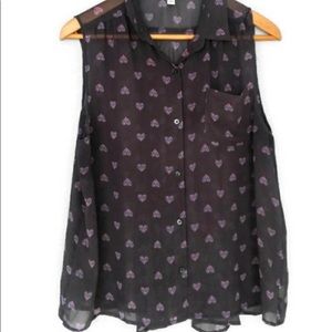 American Eagle Outfitters Button Down Heart Top